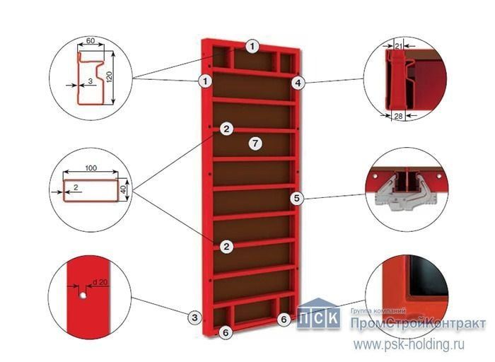 Щит линейный стальной 1,20х0,30 опалубочной системы PSK-DELTA (профиль 3 мм)